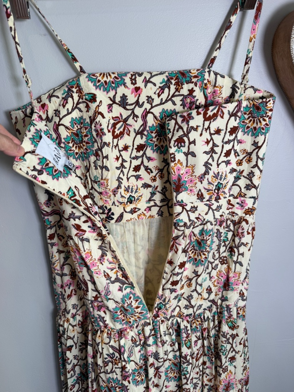Raga Boho Floral Maxi Dress Cottagecoe Vintage-Inspo Tiered Sundress Cream XS - Picture 7 of 11